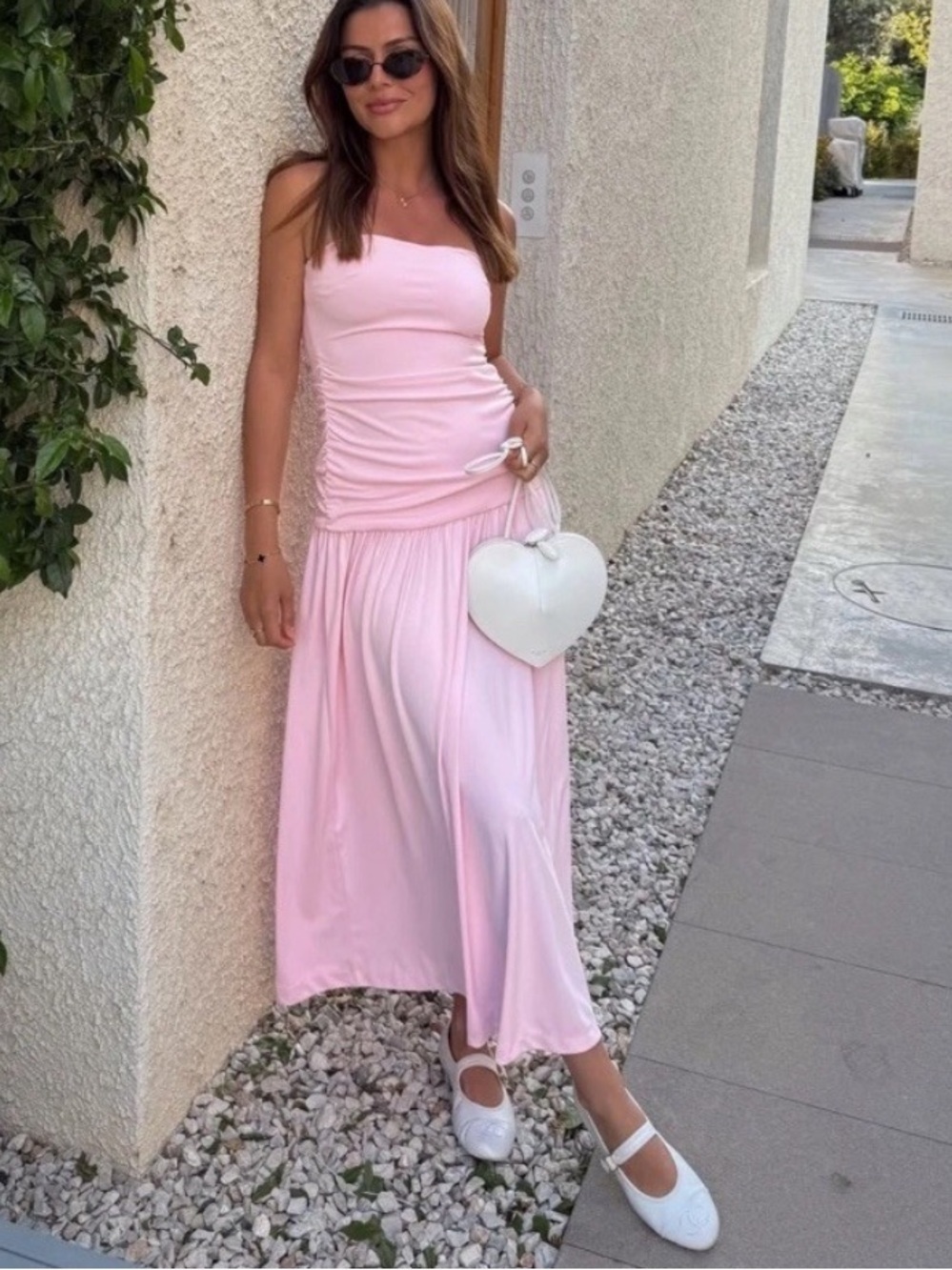 Nwt  Zara ruched strapless dress in pastel pink summer party blogger fav $90 xl